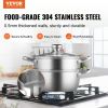 VEVOR Steamer Pot, 9.5in/24cm Steamer Pot for Cooking with 5QT Stock Pot and Vegetable Steamer, Food-Grade 304 Stainless Steel Food Steamer Cookware w