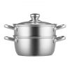 VEVOR Steamer Pot, 9.5in/24cm Steamer Pot for Cooking with 5QT Stock Pot and Vegetable Steamer, Food-Grade 304 Stainless Steel Food Steamer Cookware w