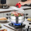 VEVOR Steamer Pot, 11in/28cm Steamer Pot for Cooking with 3QT Stock Pot and Vegetable Steamer, Food-Grade 304 Stainless Steel Food Steamer Cookware wi
