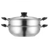 VEVOR Steamer Pot, 11in/28cm Steamer Pot for Cooking with 3QT Stock Pot and Vegetable Steamer, Food-Grade 304 Stainless Steel Food Steamer Cookware wi
