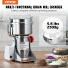VEVOR 2500g Electric Grain Mill Grinder, 3750W High-Speed Commercial Spice Grinders, Stainless Steel Swing Type Pulverizer Powder Machine, for Spices