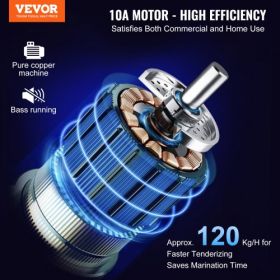 VEVOR Commercial Meat Tenderizer, Heavy Duty Stainless Steel Kitchen Tool with Handle, Meat Tong, and Cleaning Brush, 450W Electric Meat Tenderizer Ma