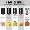 VEVOR Electric Cheese Grater Salad Maker, 250W Salad Shooter, Electric Vegetable Slicer Shredder Chopper for Fruits with 5 Attachments, Stainless Stee