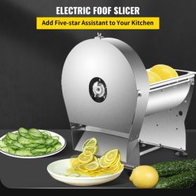 VEVOR Electric Food Slicer, 10In Manual Vegetable Fruit Slicer, 0-0.4 In Adjustable Thickness Fruit Slicer Machine with Removable Stainless Steel Blad