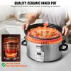 VEVOR Slow Cooker, 6QT 240W Electric Slow Cooker Pot with 3-Level Heat Settings, Digital Slow Cookers with 20 Hours Max Timer, Locking Lid, Ceramic In
