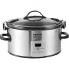 VEVOR Slow Cooker, 6QT 240W Electric Slow Cooker Pot with 3-Level Heat Settings, Digital Slow Cookers with 20 Hours Max Timer, Locking Lid, Ceramic In