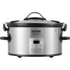 VEVOR Slow Cooker, 6QT 240W Electric Slow Cooker Pot with 3-Level Heat Settings, Digital Slow Cookers with 20 Hours Max Timer, Locking Lid, Ceramic In