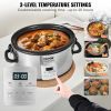 VEVOR Slow Cooker, 7QT 280W Electric Slow Cooker Pot with 3-Level Heat Settings, Digital Slow Cookers with Locking Lid, 20 Hours Max Timer, Ceramic In