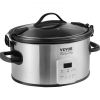 VEVOR Slow Cooker, 7QT 280W Electric Slow Cooker Pot with 3-Level Heat Settings, Digital Slow Cookers with Locking Lid, 20 Hours Max Timer, Ceramic In