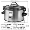 VEVOR Slow Cooker, 8QT 320W Electric Slow Cooker Pot with 3-Level Heat Settings Digital Slow Cookers with 20 Hours Max Timer, Locking Lid, Ceramic Inn