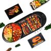 VEVOR 2 in 1 BBQ Grill and Hot Pot with Divider, Aluminum Alloy Electric BBQ Stove Hot Pot, Separate Dual Thermostat Teppanyaki Grill Pot with 5 Speed