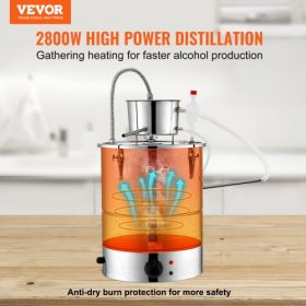 VEVOR Alcohol Still, 15 Gal 50L Water Alcohol Distiller, Home Distillery Kit include Stainless Steel Tube & Pump & One-way Exhaust Valve & Thermometer