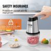 VEVOR Food Processor, Electric Meat Grinder with 4-Wing Stainless Steel Blades, 2.5 Cup Glass Bowl, 400W Electric Food Chopper, 2 Speeds Food Grinder