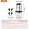 VEVOR Food Processor, Electric Meat Grinder with 4-Wing Stainless Steel Blades, 2.5 Cup Glass Bowl, 400W Electric Food Chopper, 2 Speeds Food Grinder