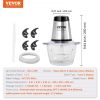 VEVOR Food Processor, Electric Meat Grinder with 4 Stainless Steel Blades, 400W Electric Food Chopper, 5 Cup Glass Bowl, 2 Speeds Food Grinder for Bab