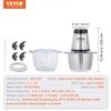 VEVOR Food Processor, Electric Meat Grinder with 4-Wing Stainless Steel Blades, 8 Cup+5 Cup Two Bowls, 400W Electric Food Chopper, 2 Speeds Food Grind