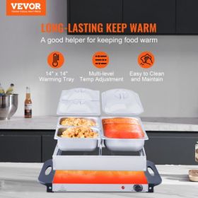VEVOR Electric Buffet Server & Food Warmer, 14" x 14" Portable Stainless Steel Chafing Dish Set with Temp Control & Oven-Safe Pan, Perfect for Caterin