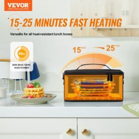 VEVOR 3-in-1 Portable Oven, 12V/24V/110V Portable Food Warmer, 80W (Max 100W) Portable Mini Personal Microwave, 2QT Electric Heated Lunch Box for Car,