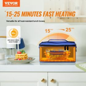 VEVOR Portable Oven, 110V Home/Office Food Warmer, 80W (Max 100W) Portable Mini Personal Microwave, 2QT Electric Heated Lunch Box, Compatible with Gla
