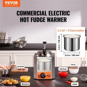 VEVOR Electric Cheese Dispenser with Pump, 2.3 Qt Commercial Hot Fudge Warmer, Stainless Steel Heated Pump Dispenser, 86-230℉ Temp Adjustable Nacho Ch