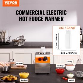 VEVOR Electric Bottle Warmer with Bottle, 0.57 Qt Commercial Cheese Dispenser, Hot Fudge Warmer 86-185℉ Temp Adjustable, Plastic Bottle Nacho Cheese S