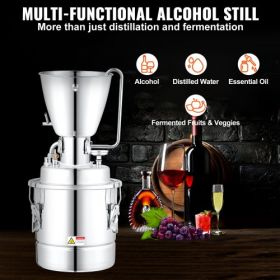 VEVOR Water Alcohol Distiller, 8 Gal/30 L, 304 Stainless Steel Still w/ 6-Lap Coil & Exhaust Port, Home Distillery Kit w/Thermometer Pump, Oxygen-Free