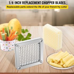 VEVOR Replacement Chopper Blade, 1/4 inch, 3 PCS French Fry Blade Assembly with 6 Extra Knives, Stainless Steel Dicer Parts and Push Block for Cutting