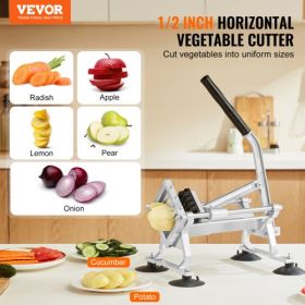 VEVOR Commercial Vegetable Slicer, 1/2 inch Fruit Slicer, Stainless Steel and Aluminum Alloy Vegetable Cutter Slicer Machine, Manual Slicer with Non-s
