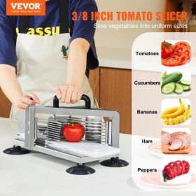 VEVOR Commercial Tomato Slicer, 3/8 inch Tomato Cutter Slicer, Stainless Steel Heavy Duty Tomato Slicer Machine, Manual Tomato Slicer with Non-slip Fe