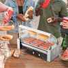 VEVOR Hot Dog Roller 5 Rollers 12 Hot Dogs Capacity, 750W Stainless Sausage Grill Cooker Machine with Dual Temp Control Glass Hood Acrylic Cover Bun W