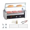 VEVOR Hot Dog Roller 5 Rollers 12 Hot Dogs Capacity, 750W Stainless Sausage Grill Cooker Machine with Dual Temp Control Glass Hood Acrylic Cover Bun W