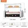 VEVOR Hot Dog Roller 7 Rollers 18 Hot Dogs Capacity 1050W Stainless Sausage Grill Cooker Machine with Dual Temp Control Glass Hood Acrylic Cover Bun W