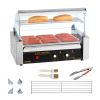 VEVOR Hot Dog Roller 7 Rollers 18 Hot Dogs Capacity 1050W Stainless Sausage Grill Cooker Machine with Dual Temp Control Glass Hood Acrylic Cover Bun W
