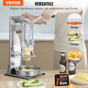 VEVOR Commercial French Fry Cutter with 4 Replacement Blades, 1/4″ and 3/8″ Blade Easy Dicer Chopper, 6-wedge Slicer and 6-wedge Apple Corer, Lemon Po