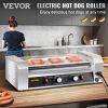 VEVOR Hot Dog Roller, 12 Hot Dog Capacity 5 Rollers, 750W Stainless Steel Cook Warmer Machine with Dual Temp Control, LED Light and Detachable Drip Tr