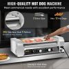 VEVOR Hot Dog Roller, 12 Hot Dog Capacity 5 Rollers, 750W Stainless Steel Cook Warmer Machine with Dual Temp Control, LED Light and Detachable Drip Tr