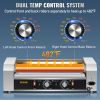 VEVOR Hot Dog Roller, 12 Hot Dog Capacity 5 Rollers, 750W Stainless Steel Cook Warmer Machine with Dual Temp Control, LED Light and Detachable Drip Tr