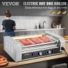 VEVOR Hot Dog Roller, 18 Hot Dog Capacity 7 Rollers, 1050W Stainless Steel Cook Warmer Machine with Dual Temp Control, LED Light and Detachable Drip T