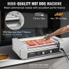 VEVOR Hot Dog Roller, 18 Hot Dog Capacity 7 Rollers, 1050W Stainless Steel Cook Warmer Machine with Dual Temp Control, LED Light and Detachable Drip T