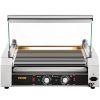 VEVOR Hot Dog Roller, 30 Hot Dog Capacity 11 Rollers, 1800W Stainless Steel Cook Warmer Machine w/ Cover & Dual Temp Control, LED Light & Detachable D