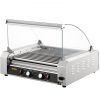 VEVOR Hot Dog Roller, 30 Hot Dog Capacity 11 Rollers, 1800W Stainless Steel Cook Warmer Machine w/ Cover & Dual Temp Control, LED Light & Detachable D