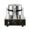 VEVOR Commercial Round Waffle Maker Nonstick 1100W Stainless Steel 110V Temperature and Time Control, Suitable for Restaurant Bakeries Snack Bar Famil