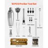 Cocktail Shaker Set 18 Pcs Bartender Kit Stainless Steel Bar Tool Set Silver