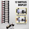 VEVOR Wall Mounted Wine Rack, 12 Bottles Wine Holder Towel Rack, Black Steel Vertical Wine Rack, Modern Decorative Wall Mounted Wine Bottle Holder, Fo