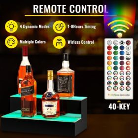 VEVOR LED Lighted Liquor Bottle Display Shelf, 16-inch LED Bar Shelves for Liquor, 2-Step Lighted Liquor Bottle Shelf for Home/Commercial Bar, Acrylic