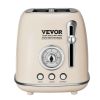 VEVOR Brushed Stainless Steel Toaster, 2 Slice, 825W 1.5'' Extra Wide Slots Toaster with Removable Crumb Tray 5 Browning Levels, Cancel Defrost and Ba