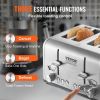 VEVOR Retro Stainless Steel Toaster, 4 Slice, 1625W 1.5'' Extra Wide Slots Toaster with Removable Crumb Tray 6 Browning Level, Reheat Cancel Defrost a