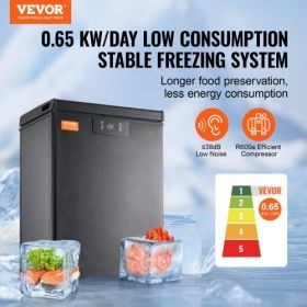 VEVOR Chest Freezer, 2.22 Cu.ft / 63 L Compact Deep Freezer, Free Standing Top Open Door Chest Freezers with 2 Removable Baskets & Adjustable Thermost