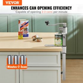 VEVOR Manual Can Opener, Commercial Table Opener for Large Cans, Heavy Duty Can Opener with Base, Adjustable Height Industrial Jar Opener For Cans Up