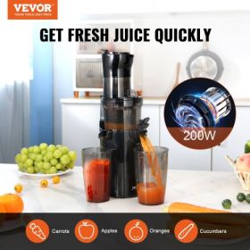VEVOR Masticating Juicer, Cold Press Juicer Machine, 2.6" Large Feed Chute Slow Juicer, Juice Extractor Maker with High Juice Yield, Easy to Clean wit
